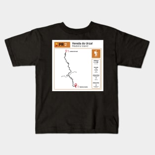 Madeira Island PR2 VEREDA DO URZAL trail map Kids T-Shirt